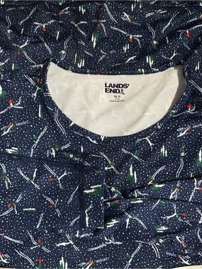 Lands' End Navy Blue Ski Print Long Sleeve base layer Top